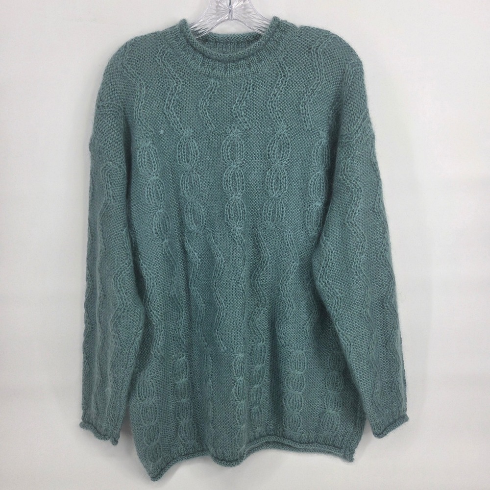 Vintage Esprit Mohair Blend Sweater Large Muted Teal Boho Eclectic Knit Pullover